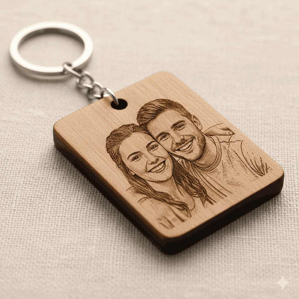 custom laser engraved wooden keychain – personalized photo & logo| alqalam printing custom laser engraved wooden keychain – personalized photo & logo| alqalam printing