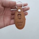 Personalized leather keychain with custom engraved name